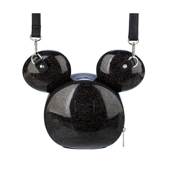 NWT Disney Parks Mickey Mouse Molded Loungefly Bag Black sparkle Glitter - Picture 3 of 9